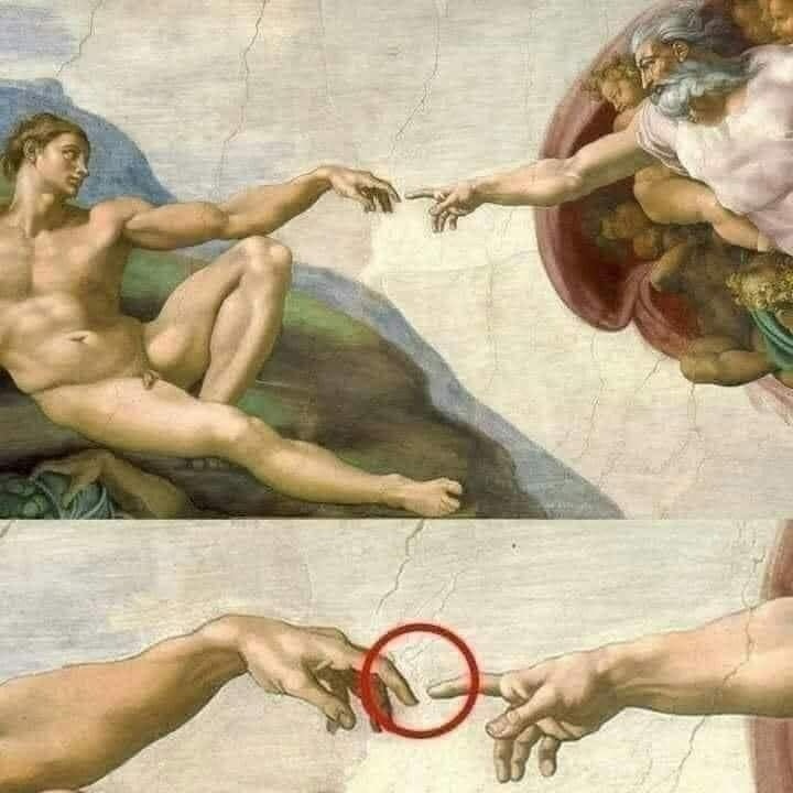 Γιατί στο διάσημο έργο τέχνης του Μιχαήλ Άγγελου τα δάχτυλα του Θεού και του Αδάμ δεν αγγίζονται;